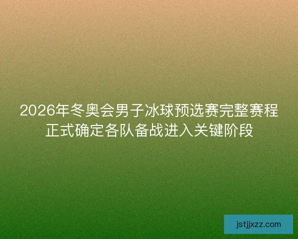 2026年冬奥会男子冰球预选赛完整赛程正式确定各队备战进入关键阶段
